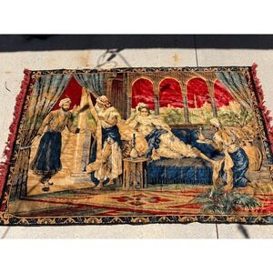 Vintage Persian Oriental Victorian 4x6 Woven  Tapestry Wall Hanging‎ Boho